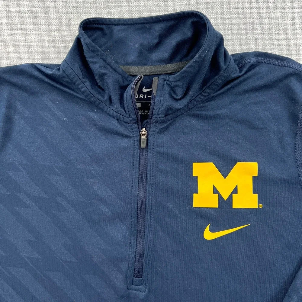 Nike Michigan Wolverines Quarter Zip Dri-Fit Athletic Pullover Women L Navy Blue